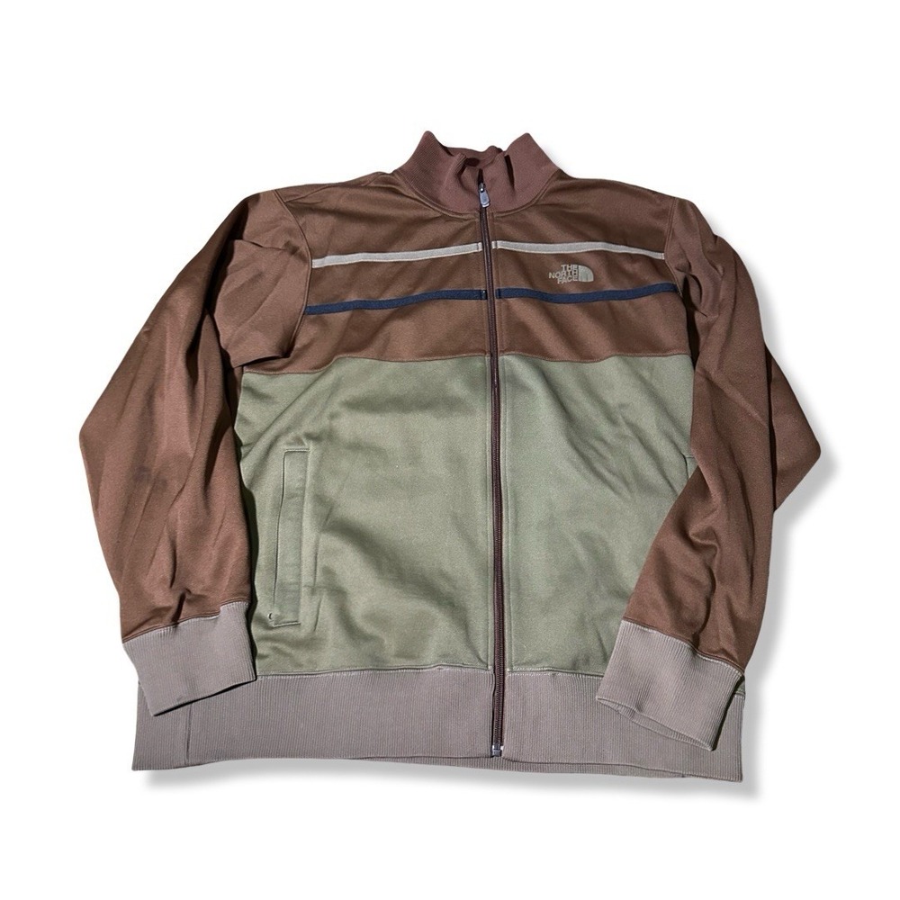 The North Face A5 Series Track Jacket Men XL Green Brown Full Zip Stripe Logo